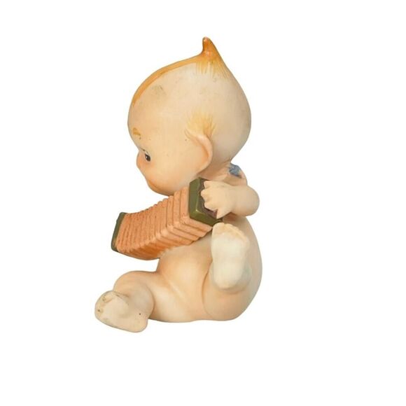 Ardalt #6490F 4" cute Kewpie doll, blue wings plays accordion - Picture 3 of 7